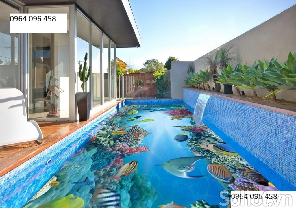 Tranh gạch 3d ốp bể bơi - BXC42