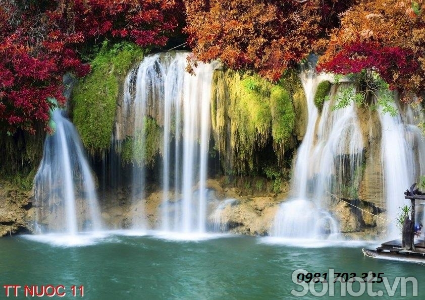 Tranh thác nước- tranh gạch 3D phong cảnh