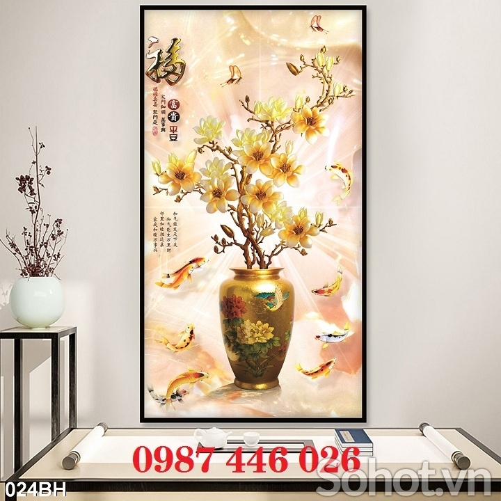 Gạch 3d tranh gach bình hoa lục bình HP9282
