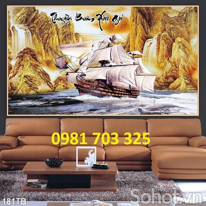 Gạch tranh 3D thuyền buô