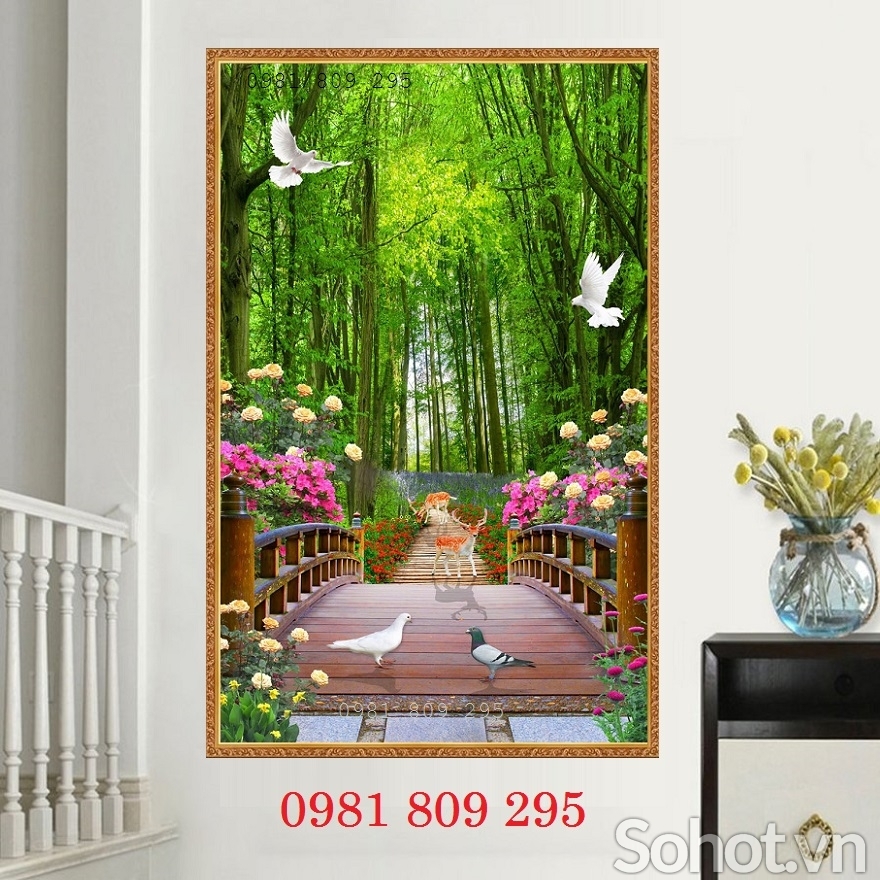 Mẫu tranh gạch phong cảnh đứng