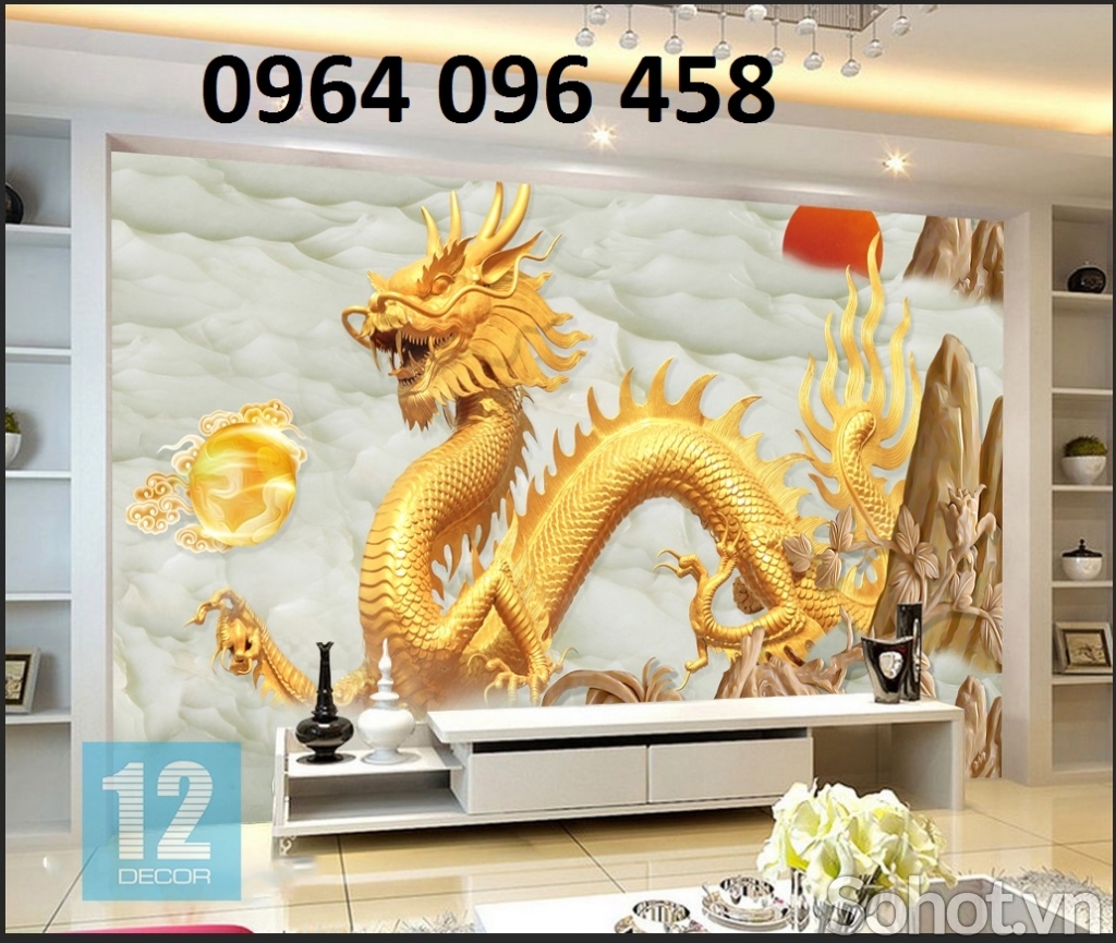 gạch tranh 3d rồng phượng -03SL