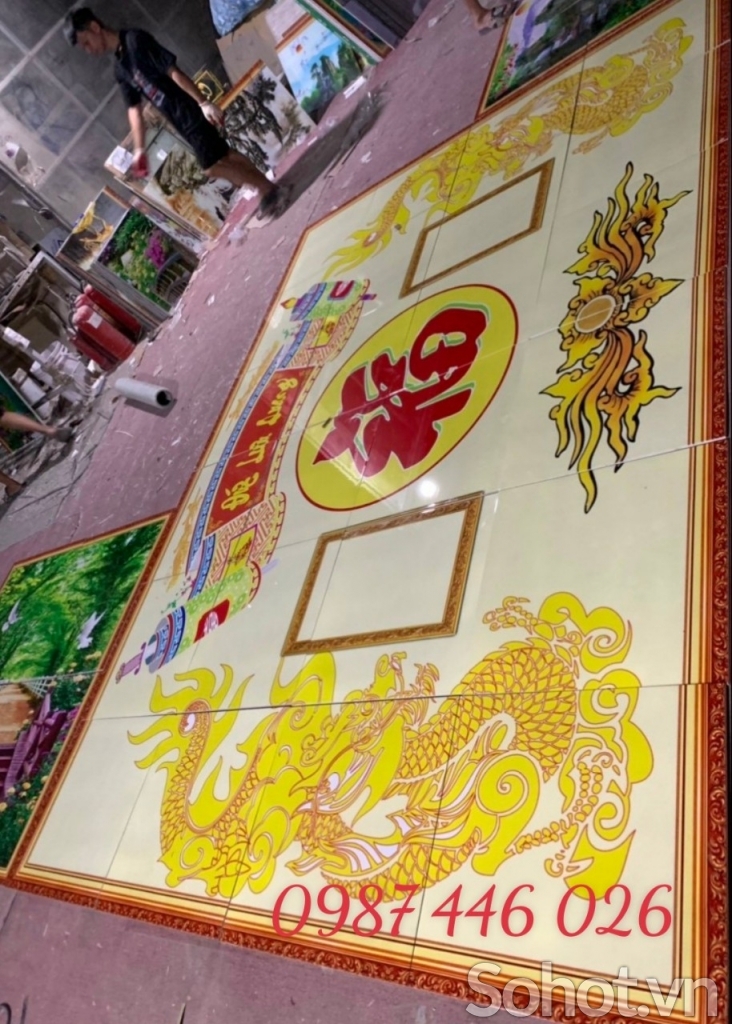Tranh ban thờ, gạch tranh ốp tường phòng thờ