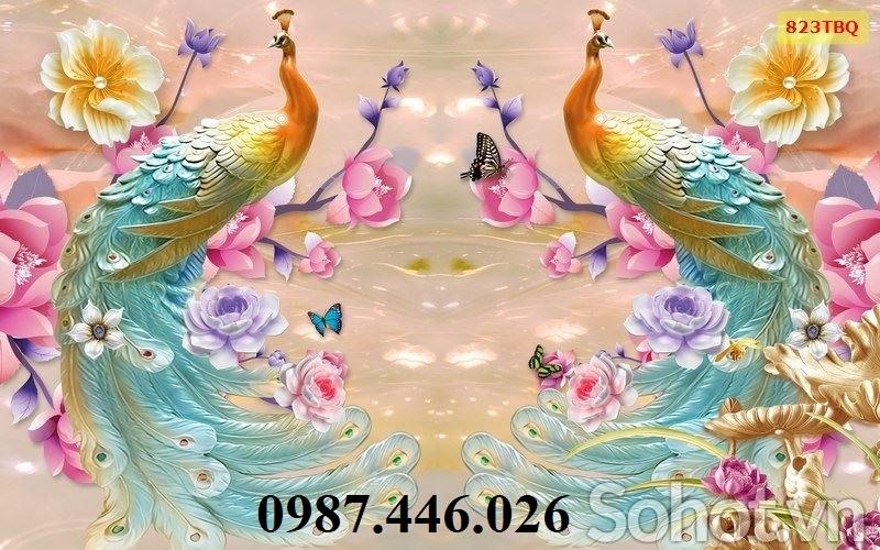Tranh gạch men chim công HP8262