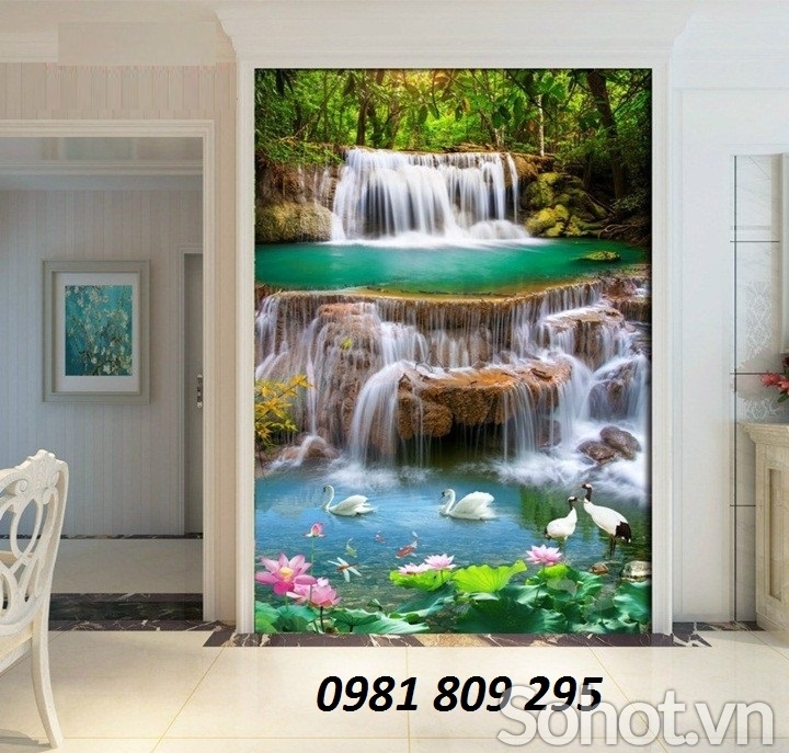 Tranh gạch trang trí phòng- Hoa sen