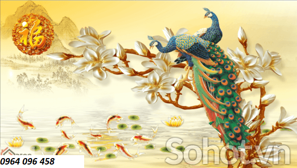 Tranh gạch chim công 3d - MNB55