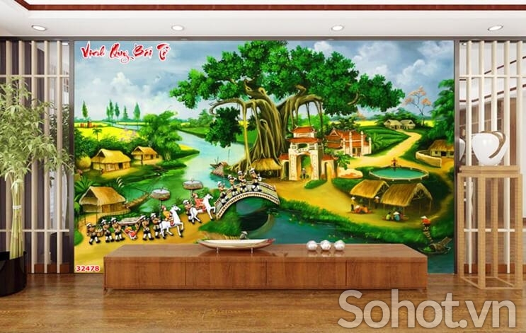 Tranh gạch phong cảnh làng quê