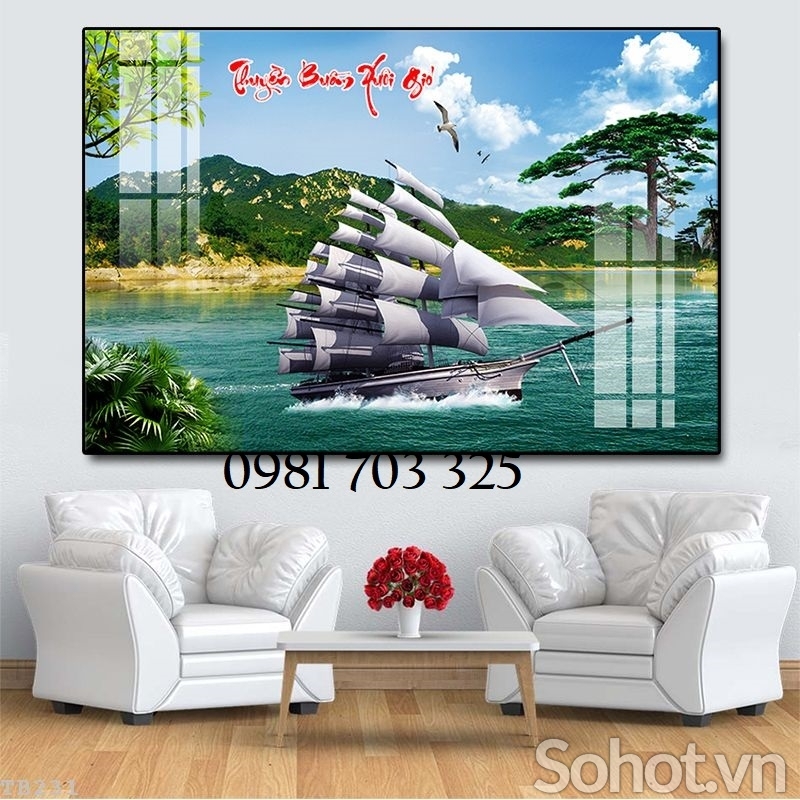 Tranh gạch men 3D thuận buồm xuôi gió