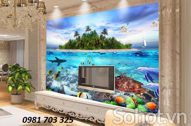 Tranh gạch men 3D phong cảnh biển