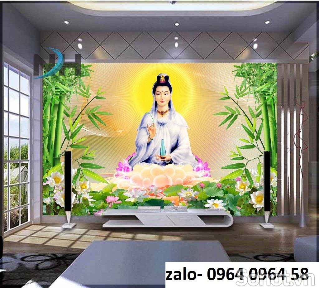 Tranh gạch 3d phật quan âm - 433XC