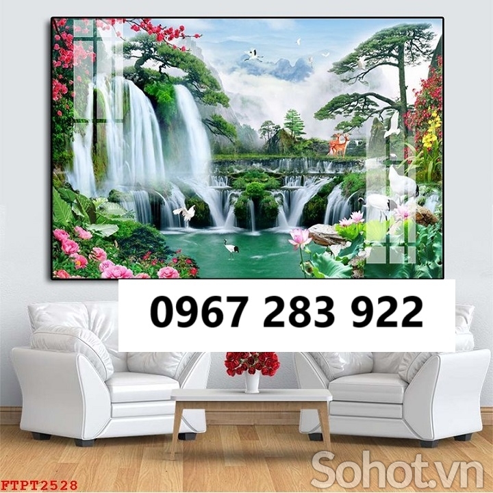 Tranh gạch đẹp thác nước trang trí