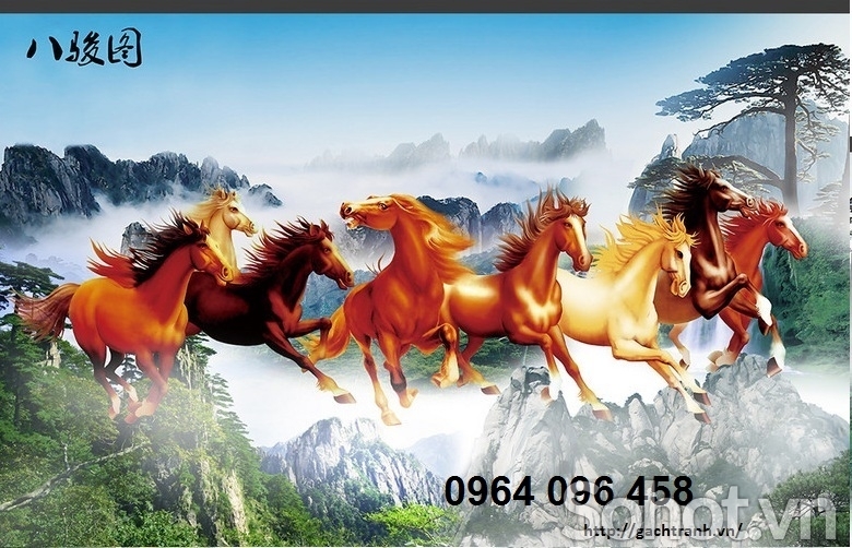 Tranh gạch 3d bát mã - 4987VM