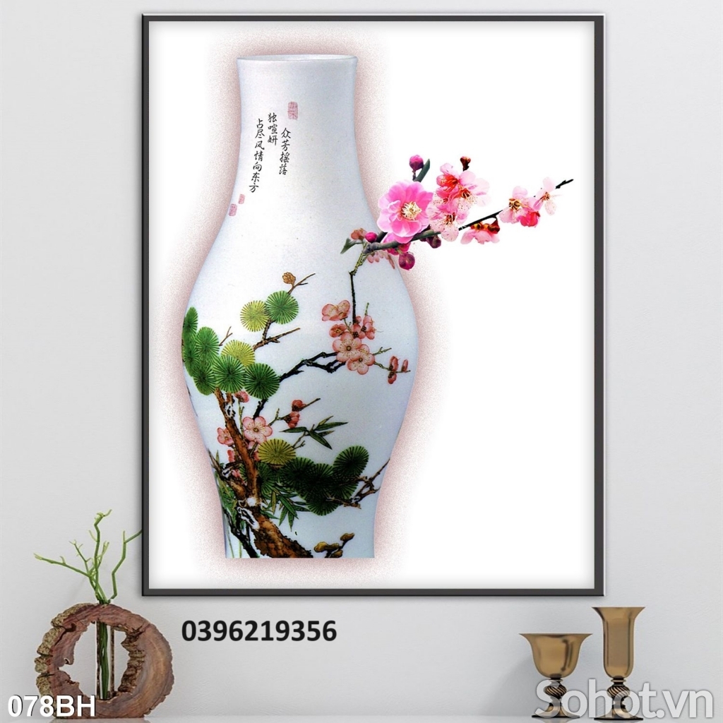 Tranh gạch bình hoa đẹp 3D trang trí
