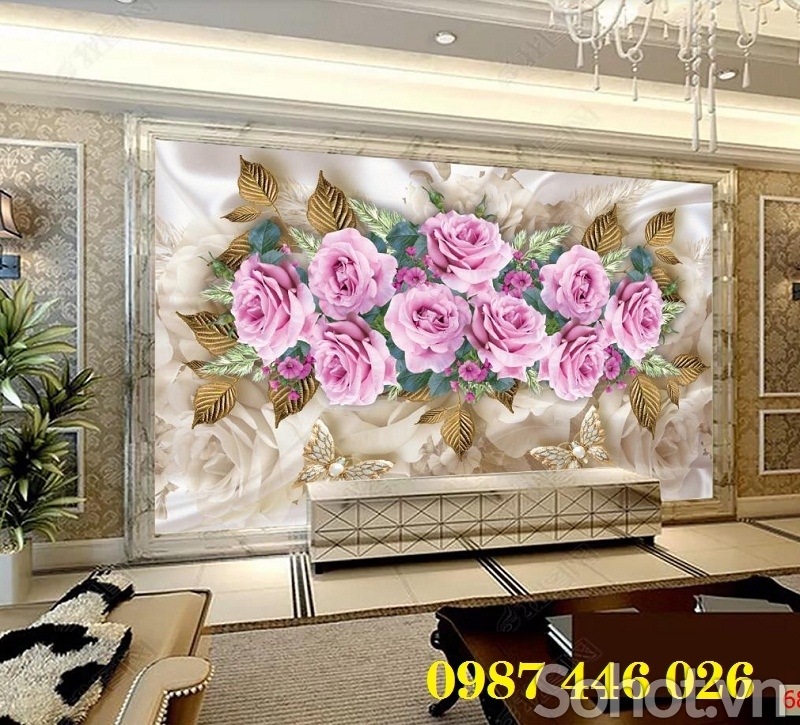 Tranh gạch men 3d phòng khách HP6282