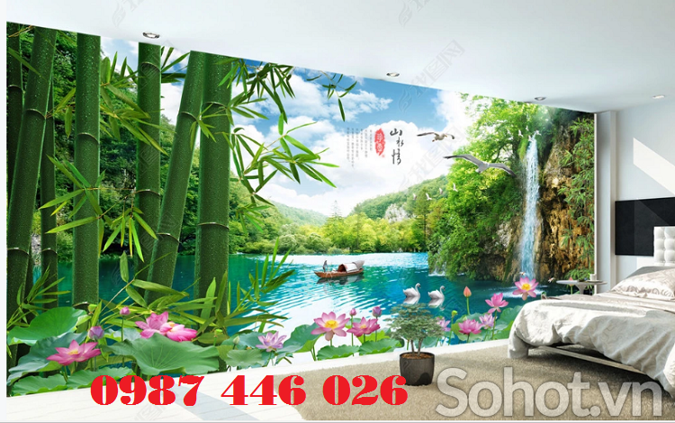 Gạch tranh 3d tường phòng khách đẹp HP8333