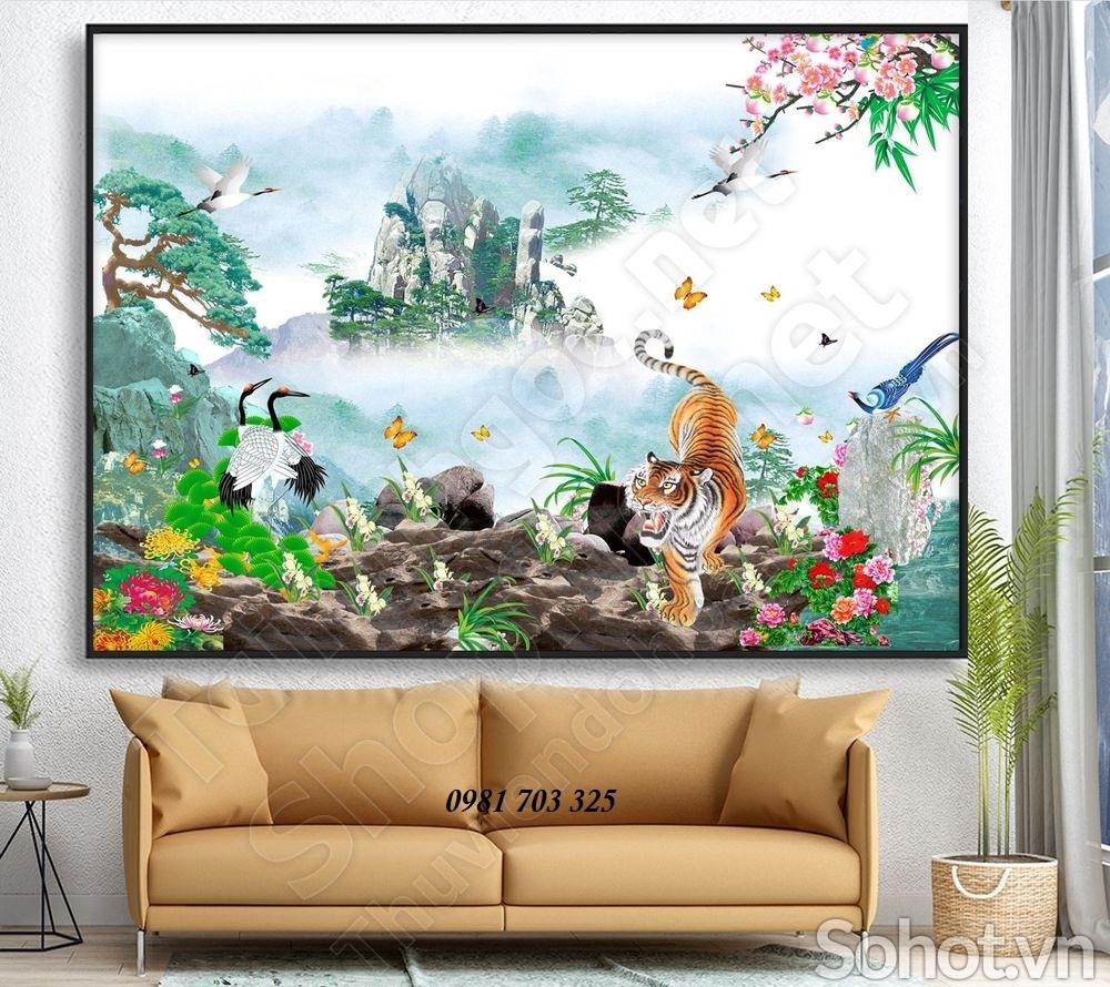 Tranh gạch men 3D phong thủy- gạch tranh hổ