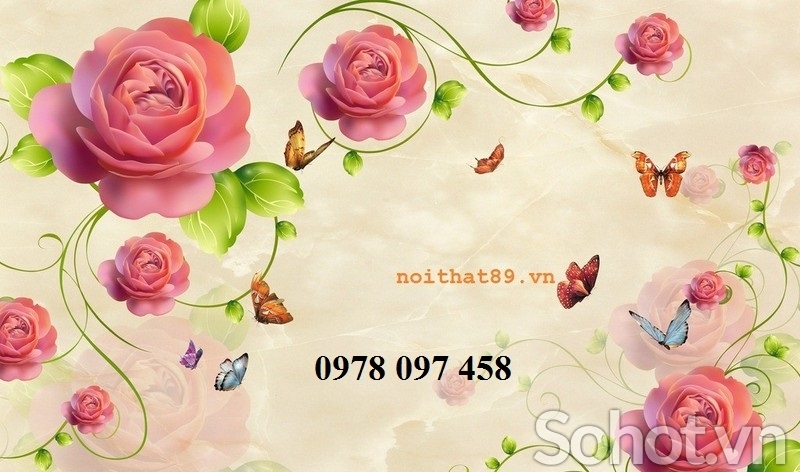 Tranh hoa hồng day leo - gạch tranh họa tiết
