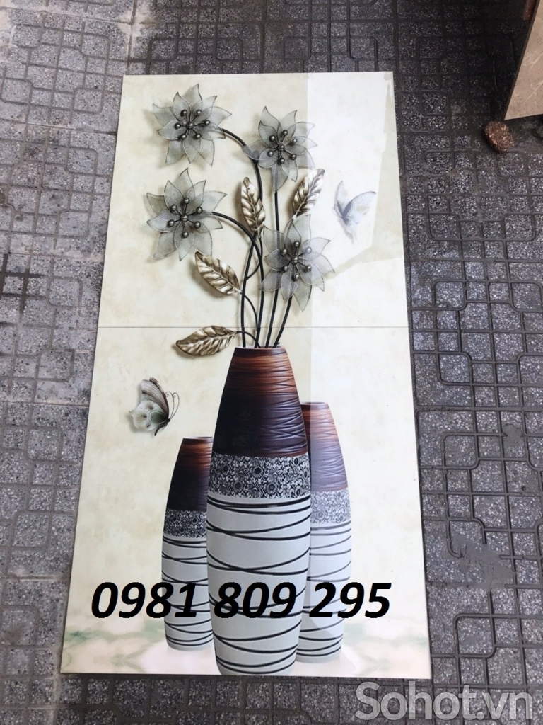 Gạch 3d ốp tường bình hoa