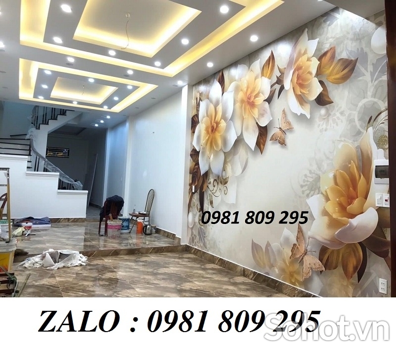 Gạch tranh tường phòng khách 3d