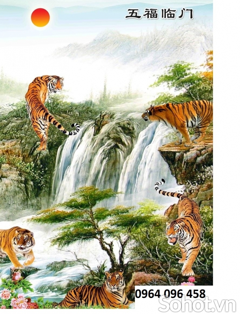 Tranh gạch 3d ốp tường con hổ - LXDC4