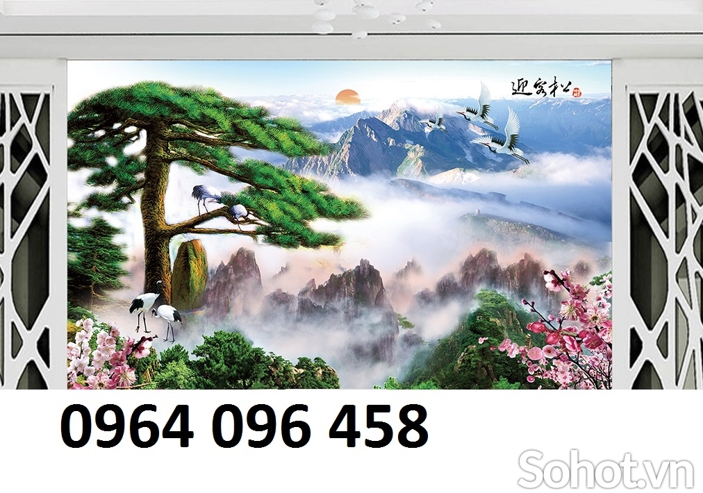 Tranh gạch 3d phong thủy mây núi - SXC78