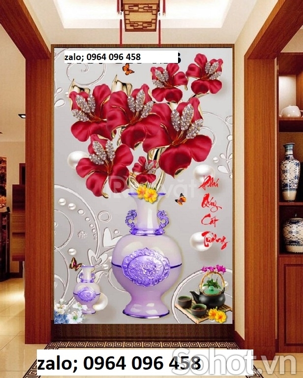 Tranh gạch 3d bình hoa - CBV8