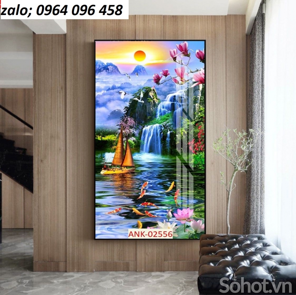 Gạch tranh 3d ốp tường phong cảnh khổ đứng - XDC21