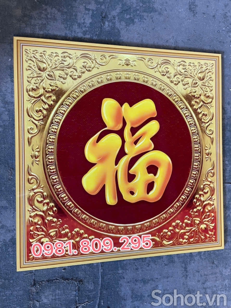 Tranh gạch men chữ phúc vuông đẹp 3d