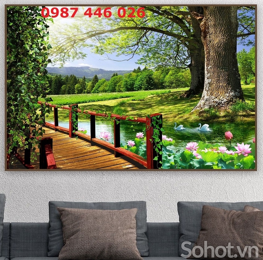 Gạch tranh ốp tường tranh phong cảnh HP27322