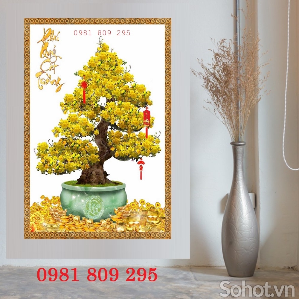 Gạch men ốp tường trang trí hoa mai vàng