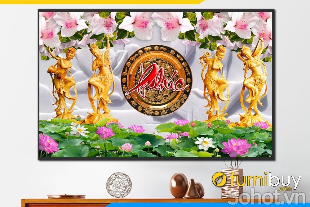 Tranh 3d phúc lộc thọ - tranh gạch 3d phúc lộc thọ - SMN89