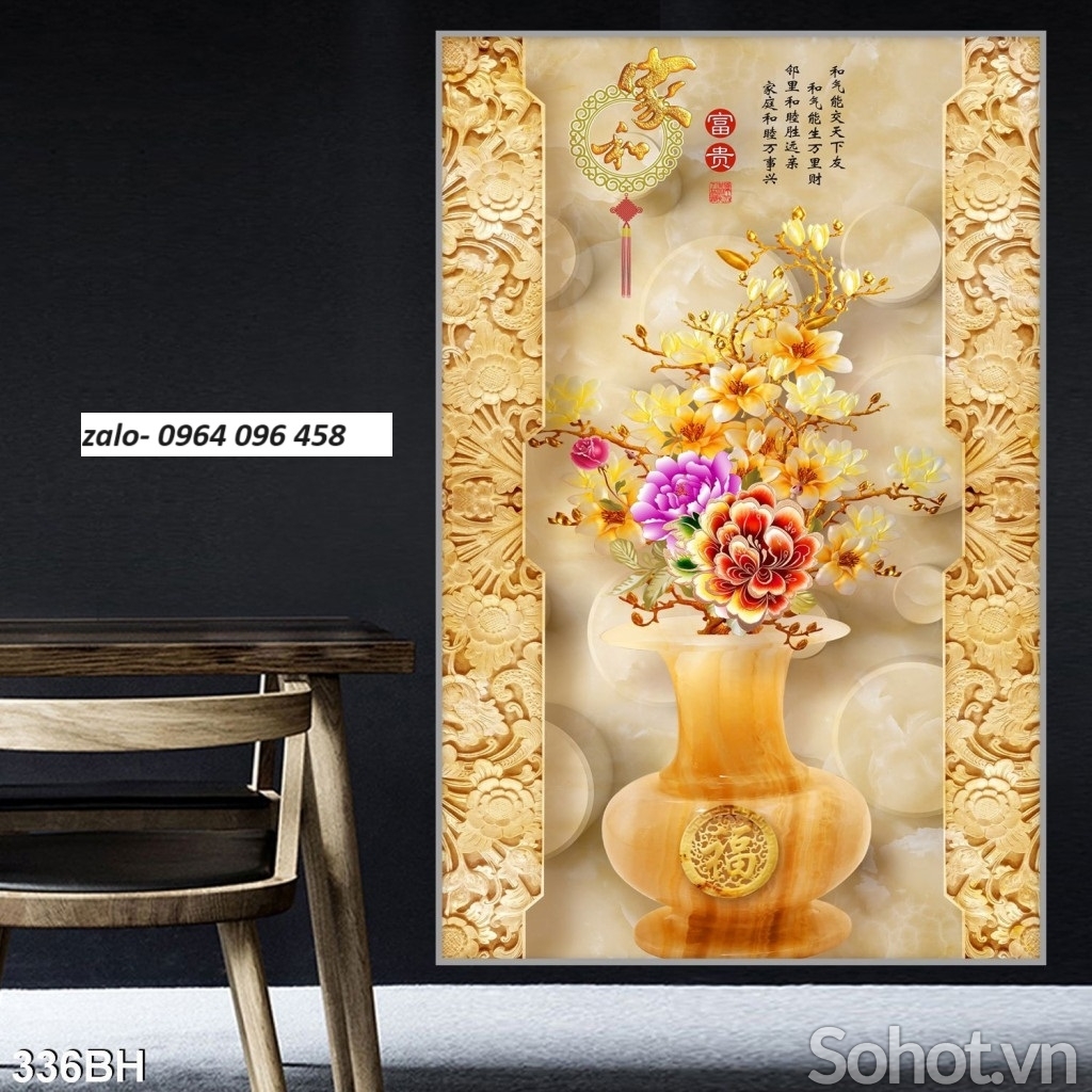 Tranh gạch 3d bình hoa - NXC12