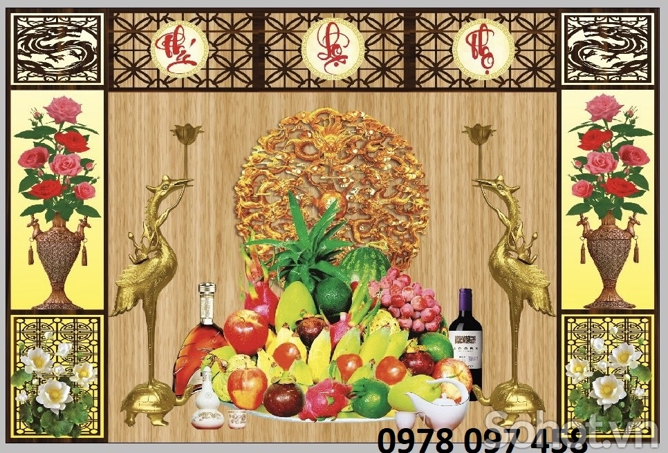 Trang trí phòng thờ - gạch tranh 3D