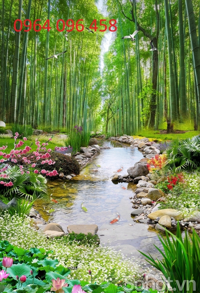 Tranh tre trúc 3d - tranh gạch 3d tre trúc - 55XN