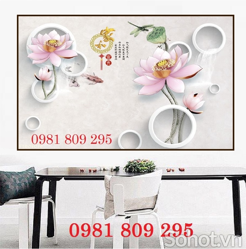 Gạch tranh trang trí hoa sen