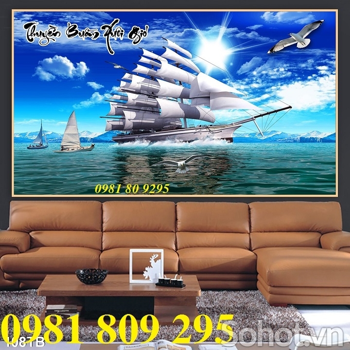 tranh gạch men 3d thuận buồm xuôi gió