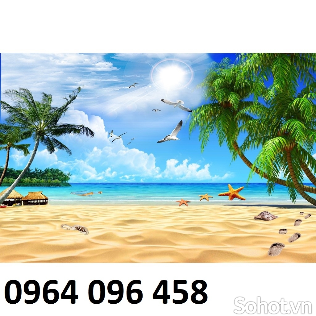 Gạch tranh 3d phong cảnh bãi biển - CNBNM95