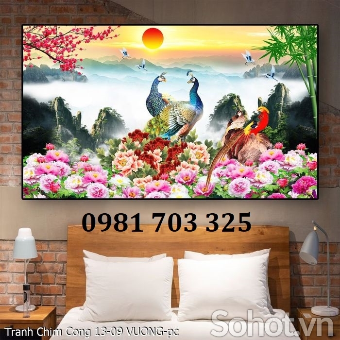 Gạch tranh 3d chim công sang trọng