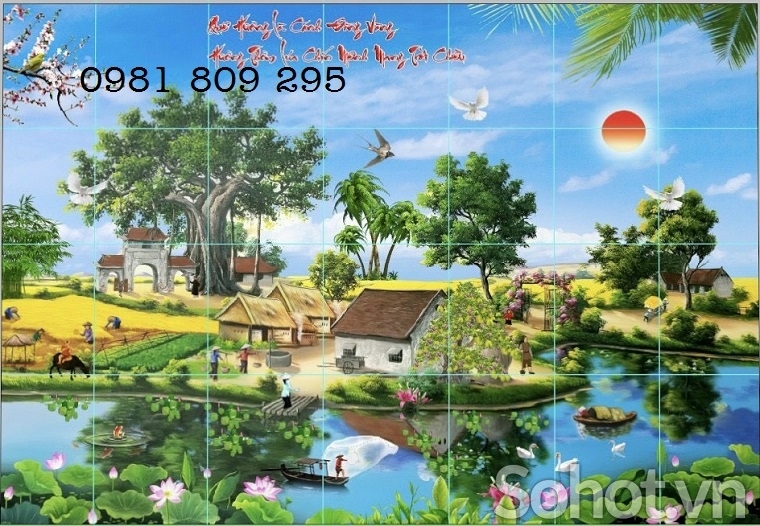 Gạch tranh trang trí phòng khách đẹp