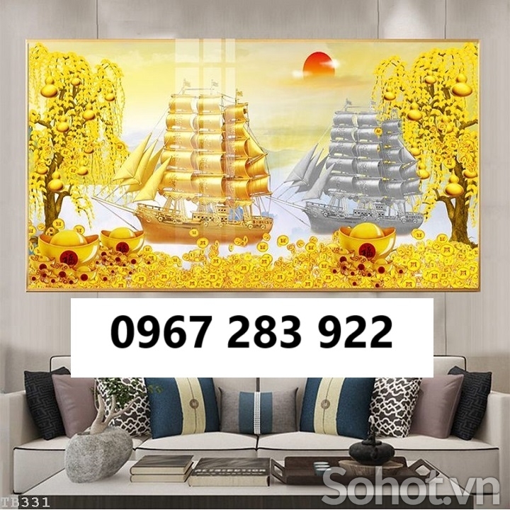 Gạch tranh 3d thuyền buồm ốp tường