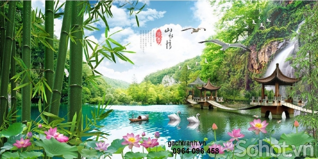 Tranh 3d cảnh đồng quê - tranh gạch ốp tường - UY55