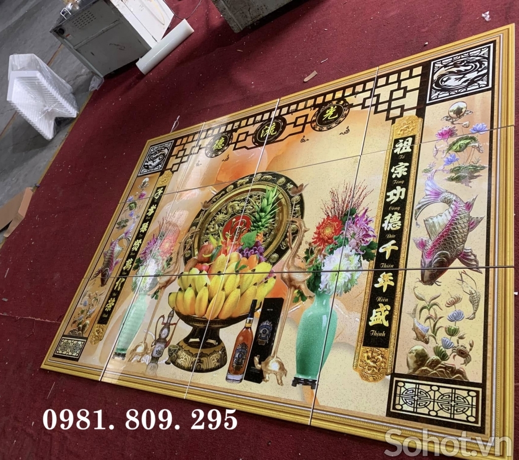 Tranh gạch trang trí phòng thờ , gạch 3d