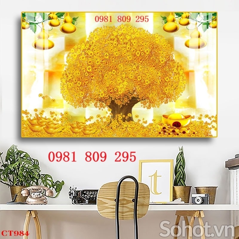 Tranh 3d cây kim tiên , gạch tranh