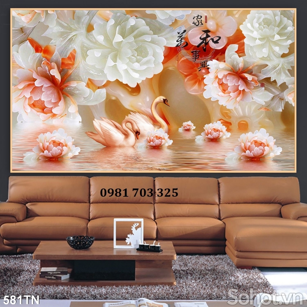 Gạch men sứ ngọc 3D dán tường phòng khách