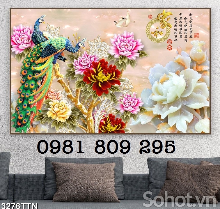 Gạch ốp tường - tranh gạch con công HP4543