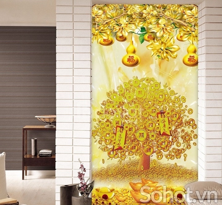 Tranh gạch 3d cây kim tiền - SX522