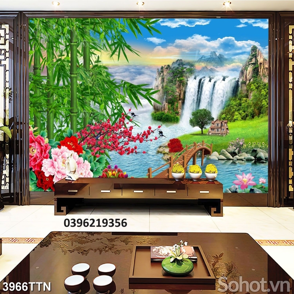 Tranh thác nước đẹp trang trí 3d