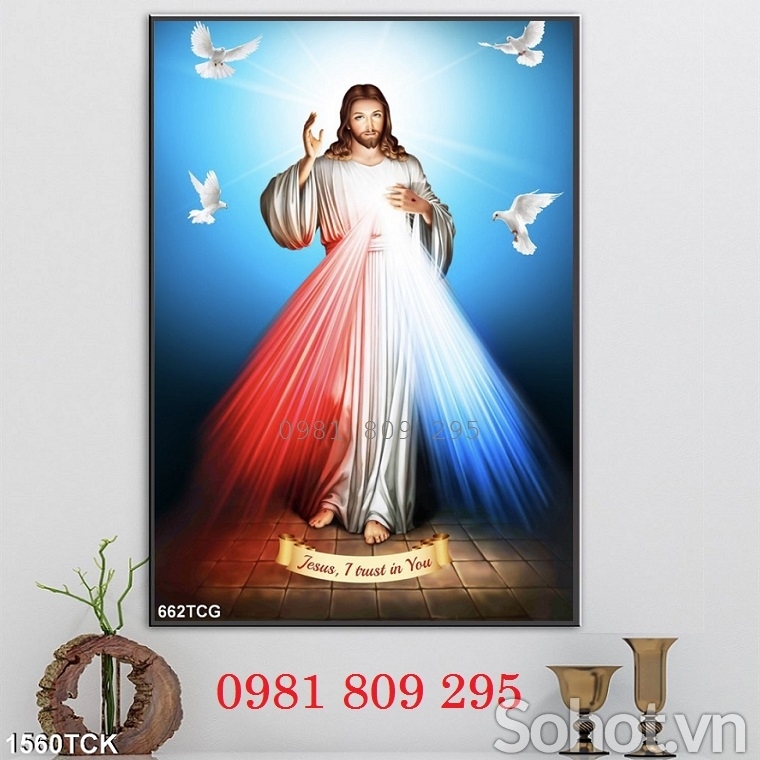 Tranh gạch chúa thương xót Hn8393