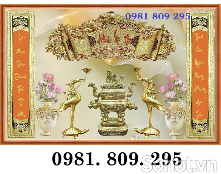 Mẫu tranh ốp tường phòng thờ , tranh gạch men HN9393
