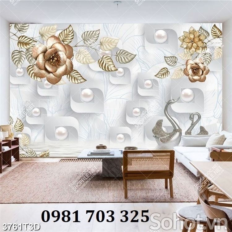 Gạch 3D hoa đẹp trang trí